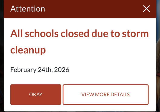 All Schools Closed Today, Feb. 24th