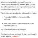 All Schools Cancelled, April 8th, 2025