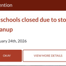 All Schools Closed Today, Feb. 24th